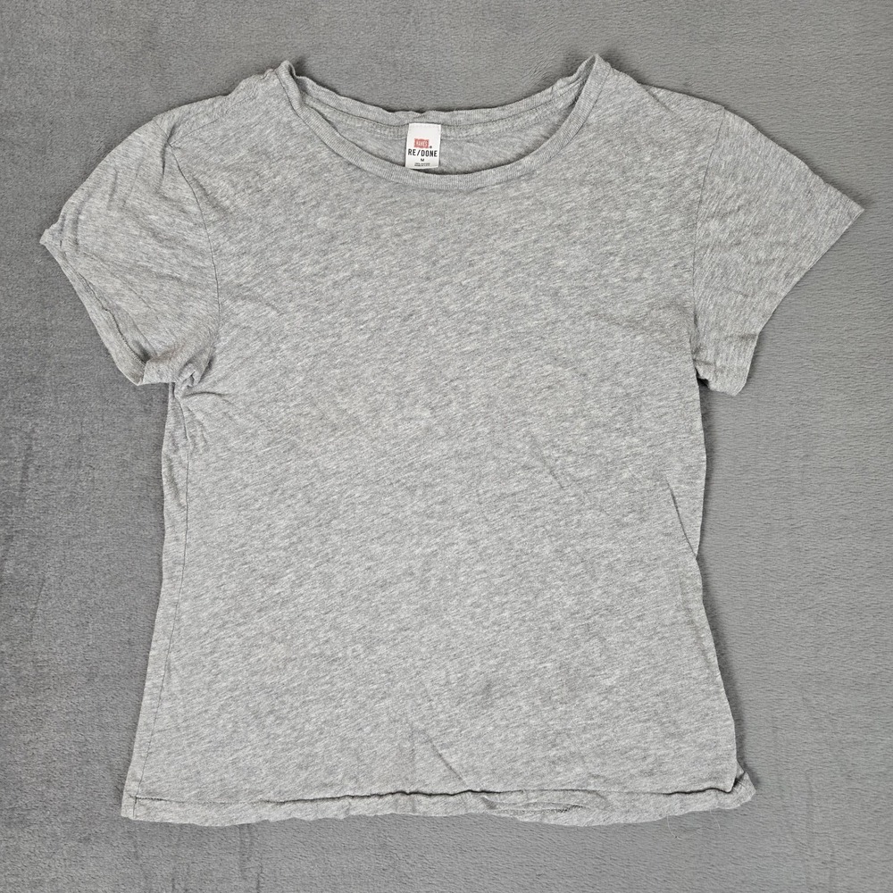 Re/Done x Hanes Shirt Womens Medium Slim Tee Cotton Basic Gray Heather USA Made